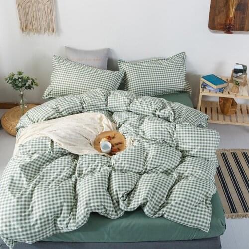 Green grid Duvet Cover 220x240 Pillowcase 3Pcs,Bedding Set,200x230 Quilt Cover,Blanket Cover, Bed Sheet, Double Queen King Size