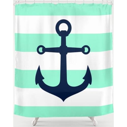 Striped Anchor Shower Curtain Waterproof Bathroom Decorations Polyester Bathroom Shower Curtain