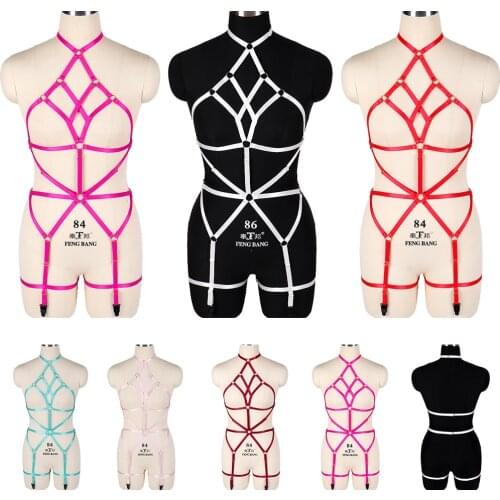 Goth Belt Elastic Sexy Lingerie Set Punk Women Dance Party Adjustable Harness Bra Cage Stocking Suspenders Belts Gothic Clothes