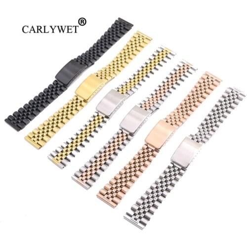 CARLYWET Wholesale 20mm Replacement 316L Stainless Steel Wrist Watch Band Strap Bracelet For Omega IWC Tudor Seiko Breitling