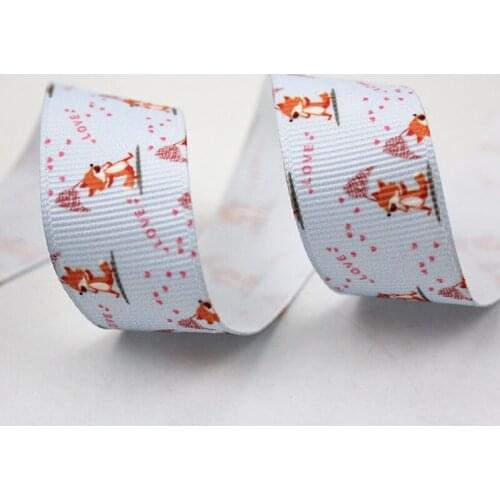 Cartoon fox printed grosgrain ribbon 9-75mm DIY handmade materials christmas wedding gift wrap tape ribbons