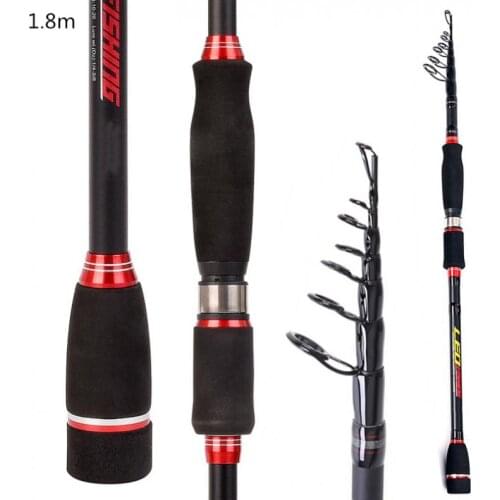 Fishing Rods1.8m 40TCarbon Lure Fishing Spinning Rod Matt Black H Hardness 4 Section Telescopic Ultra Light Travel Fishing Pole