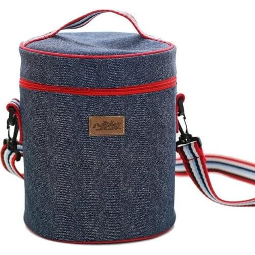 Men Fresh Cooler Bags Waterproof Denim Portable Zipper Thermal Oxford Lunch Bags Women Convenient Lunch Box Tote Food Bags