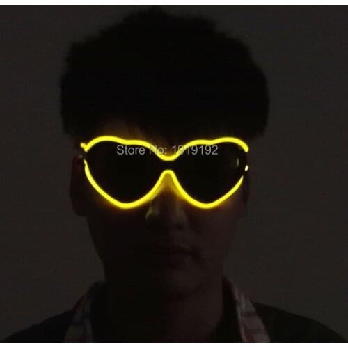 Heart-sharped shinning el glasses El Wire Fashion Neon LED Light Up Glow Glasses Rave Costume Party DJ Bright SunGlasses