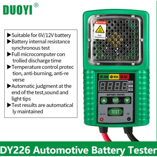 DUOYI DY226 Battery Tester 6V 12V DC Quick Cranking Charging Circut Tester UPS Automotive Solar Energy Storage Marine Battery
