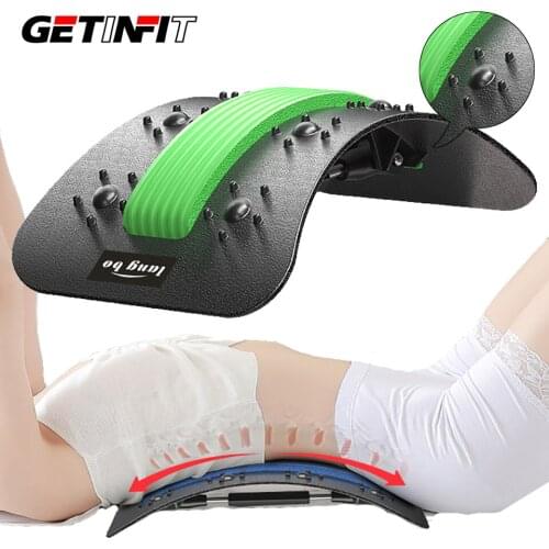 Getinfit New 3 Level Adjustable Lumbar Relief Back Stretcher Device Back Pain Relief Back Massager Stretcher Equipment