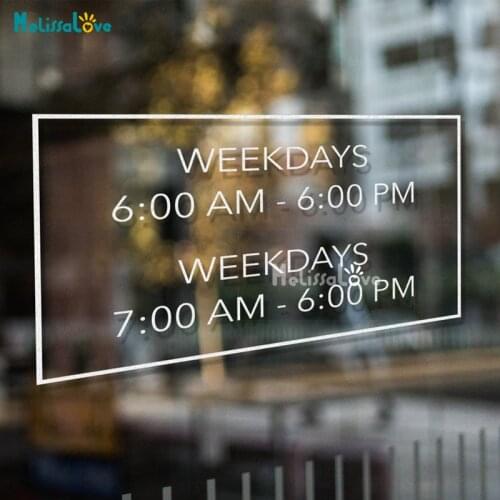 Custom Time Store Front Hours Display Sign Decal Boutique Business Office Door Decor Removable Vinyl Wall Sticker BD492