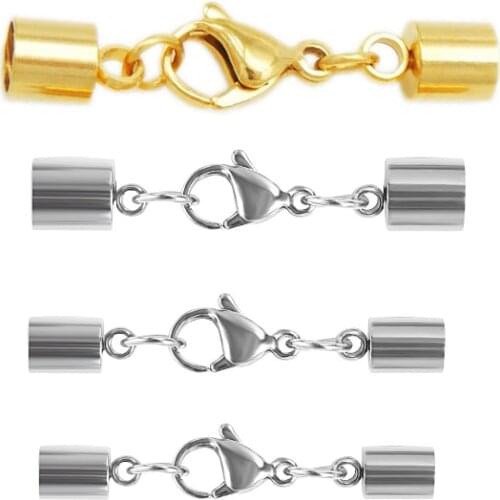 5pcs/lot Lobster Clasp Stainless Steel Clasps Gold/silver Tone Buckle Leather Cord Lock for DIY Leather Bracelet Jewelry Making