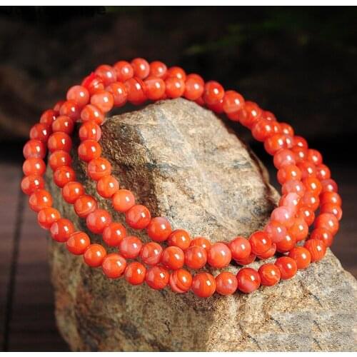 Wholeasle Liangshan Persimmon Red Ice Natural Crystal Bracelets Beads Lucky for Women Women Crystal Bracelet Multilayer Jewelry