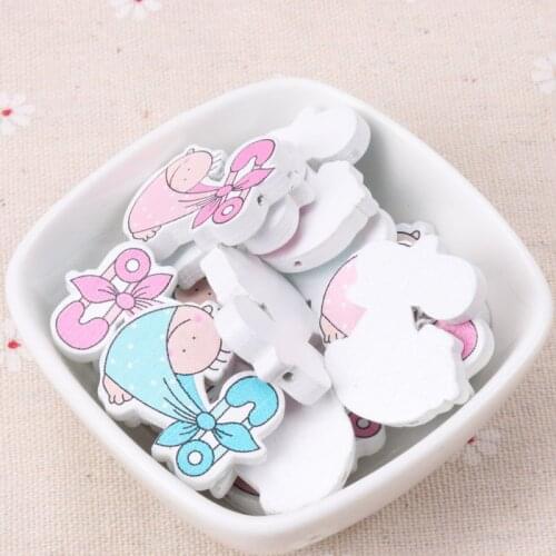 DIY Blue Pink New Natural Wooden beads Baby Spacer Beads For Jewelry Making 24x30mm 10Pcs DIY KL93