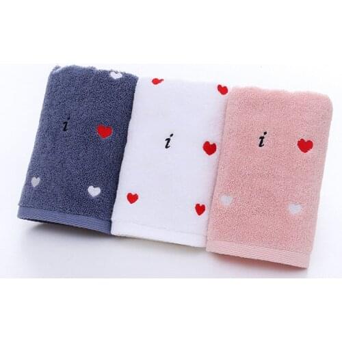 100% Cotton 3 Colors Face Towel Peach Heart Love Letters Embroidery Bathroom Hair Towel Modern for Adults Kids Toalla De Cara