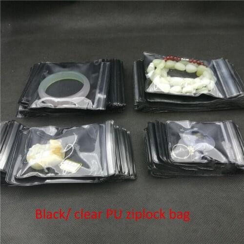 100pcs 4sizes transparent/half black color 450micron PU Plastic lock zipper reclosable valve bag, jude earring packaging bags