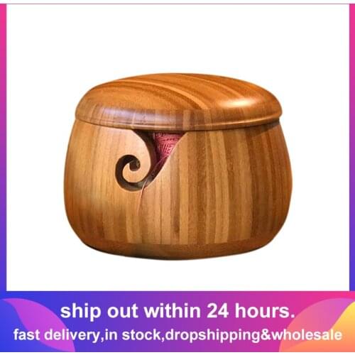 13-15cm Wooden Yarn Bowl for Handmade Knitting Crochet Yarn Storage Holder Stop Yarns Rolling