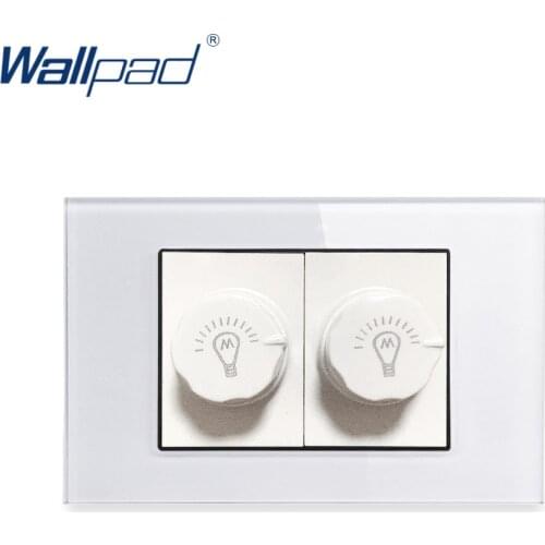 2 Dual Dimmer Wall light Switch Wallpad Luxury Tempered Glass Panel Rocker Button 118*75mm 16A AC 110-250V