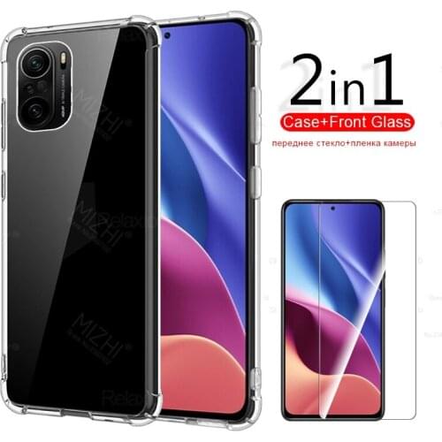 2-in-1 case + protective camere glass for xiaomi poco f3 f 3 pocof3 screen protector for poco 3f 6.67‘’ back cover coque