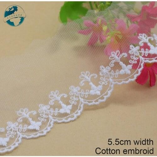 5yards 5.5cm white lace cotton embroidery lace french lace ribbon fabric guipure diy trims warp knitting sewing Accessories#2634