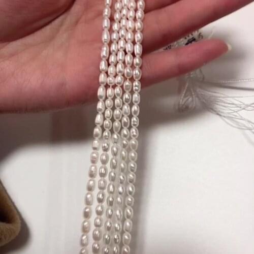 3.5-4mm AAA Wholesale Rice Shape Freshwater Pearl String For Jewelry Making