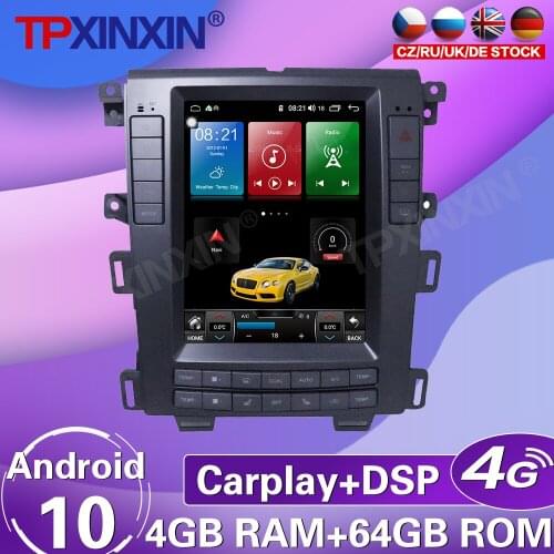 4+64G For Ford Edge 2012-2014 Android 10.0 Tesla Car Stereo Tape Recorder Multimedia Player GPS Navigation HeadUnit Carplay