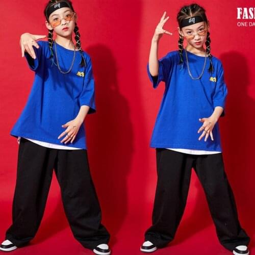 Kids Ballroom Hip Hop Street Dancing Clothing Oversize Tshirt Pants Show Jazz Outfits For Girls Boys Dance Costume Clothes Wear