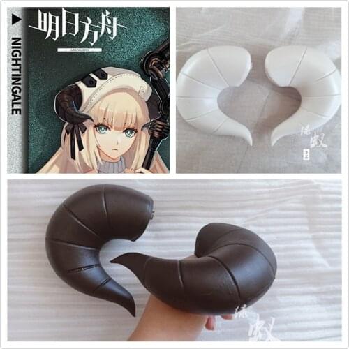 Two Colors Game Arknights Nightingale Cosplay Horns Head Clip Headwear Hairwear Cosplay Props Accessories Hair Clip Halloween