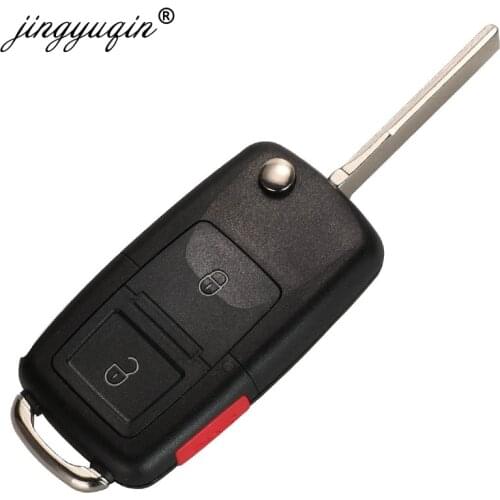 Jingyuqin Flip Folding 2+1 Panic 3Buttons Car Remote Key Shell Case Fob For Volkswagen Vw Jetta Golf Passat