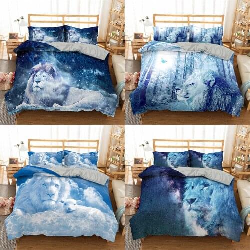 Lion Bedding Set Boy Bed Cover Single Twin Size 2 People Duvet/Comforter Cover Double King Queen Kids Teen Adults Gifts No Sheet