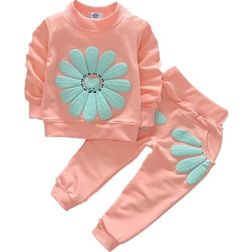 Girls Sets Spring Winter 2020 New Kids Or Baby Sunflower Print Outfits Sweater Pants 2pcs Fashion Suit Children Cute Clothes