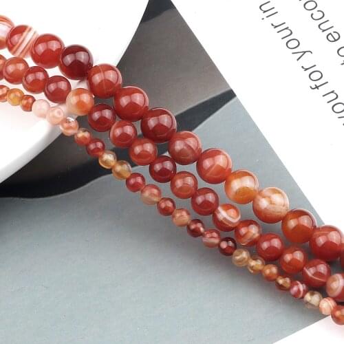 Wholesale 4 6 8MM Natural Striped Agate Bead Onyx Round Loose Stone For Fashion Jewelry Diy Making Bracelet Necklace Accessories