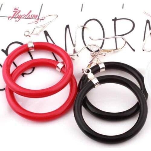 32mm Round Ring Agates Cat Eye,Coral Stone Silver Hook Fashion Style Jewelry Dangle Earrings For Woman Christmas Gift 1 Pair