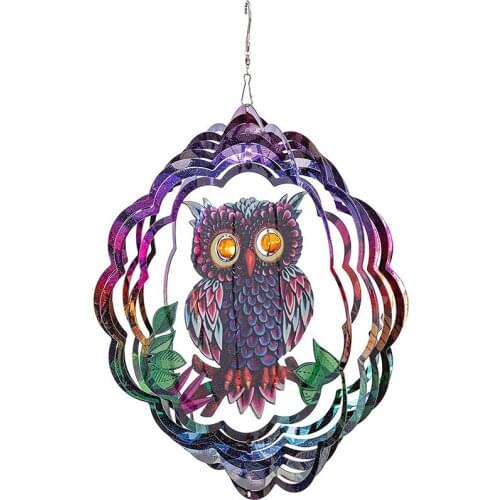 12Inch Metal Wind Spinner Outdoor Garden Decoration,Owl Catcher Windmills for Patio and Lawn Ornaments Art
