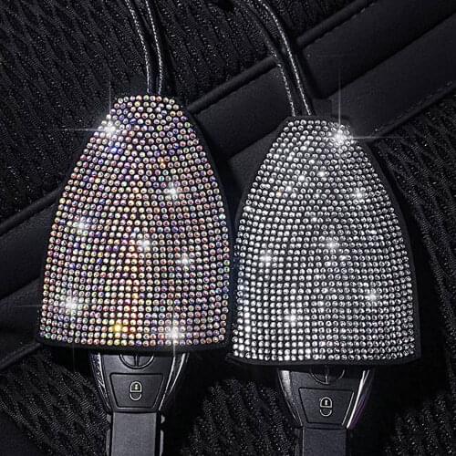 Fashion Colorful Rhinestone Car Key Case Bling Crystal Diamond Key Wallet Universal Size Girls Women Car Key Bag Purse Key Chain
