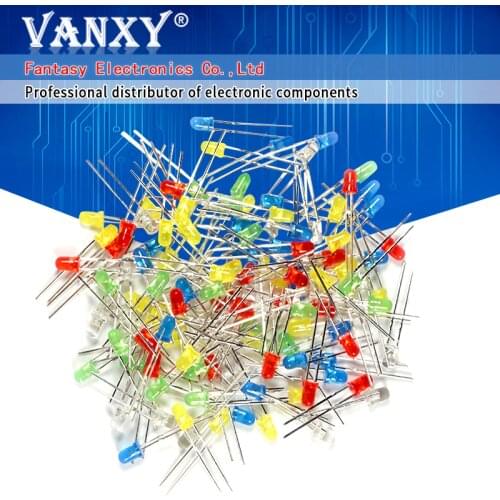 500Pcs 3MM LED Diode Kit Mixed Color Red Green Yellow Blue White