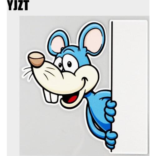 YJZT 14.5CM×14.9CM Cartoon Mouse Peeking Lovely Decal PVC Car Sticker 11C-0187