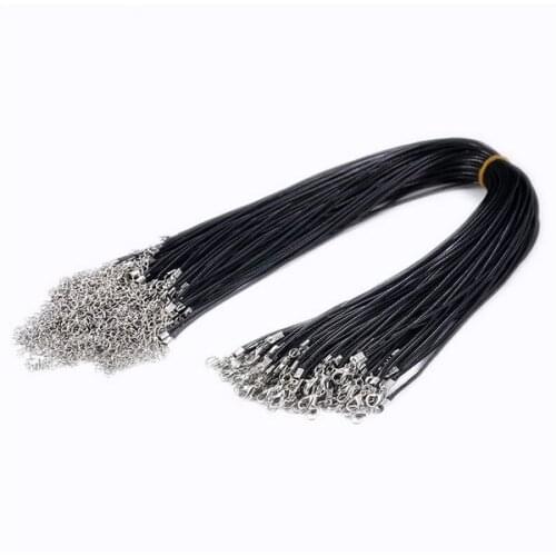 NEW 100pcs Black Wax Leather Snake Necklace Beading Cord String Rope Wire Chain Clasp