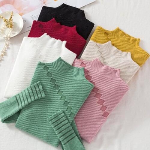 2019 New Autumn Turtleneck Pullovers Sweater Women Slim-fit Tight Winter Clothes Long Sleeve Female Solid Knit Jumper Full W1468