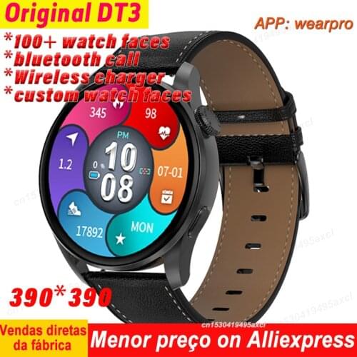 2021 NEW DT3 Smart Watch Men PPG ECG Wireless Charging Password BT Call Music Player IP68 Waterproof Smartwatch