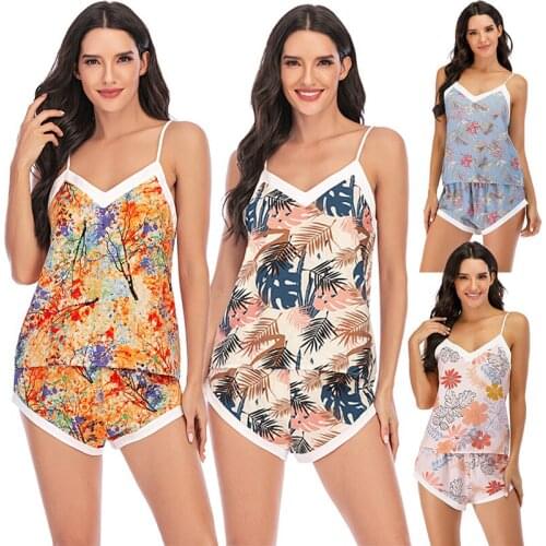 2021Spring and Summer New Ladies Pajamas Suspenders Comfortable and Breathable Sexy Casual Home Wear Sleep Tops Sleepwear Women