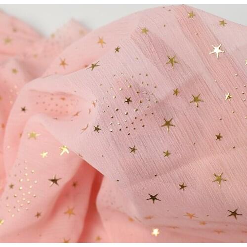 New Chiffon Crepe Bronzing and Gilded Star Dress Scarf Background Decoration Material