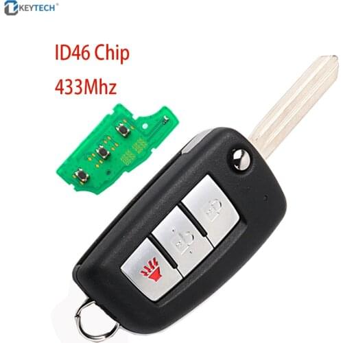 OkeyTech 2/3/4 Buttons 433 Mhz Modified Flip Folding Remote Car Key For Nissan Rogue S 2014 2015 2016 2017 2018 With Uncut Blade