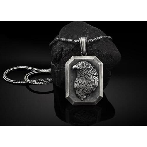 Handmade personality eagle mens retro hip hop titanium steel pendant necklace sweater chain long custom