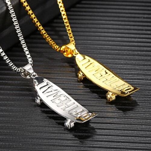 Vans necklace men skateboard pendant stainless steel hip hop gold necklaces chain fashion steel necklace men jewelry on the neck