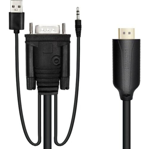 1.8M VGA to HDMI-compatible Adapter Convertor Cable Converter Support Audio for HDTV PC