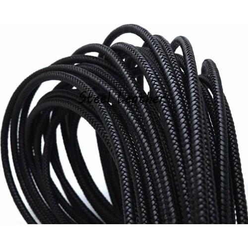 2m/lot Approx 6mm Black Blue Braided Leather Rope String Cord For Bracelet Jewelry Craft Making DIY Findings Wholesale Leather