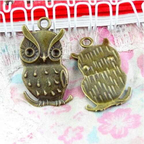 20Pcs 19*36MM Antique Bronze Plated Zinc Alloy Owl Pendants Charms Diy Jewelry Findings
