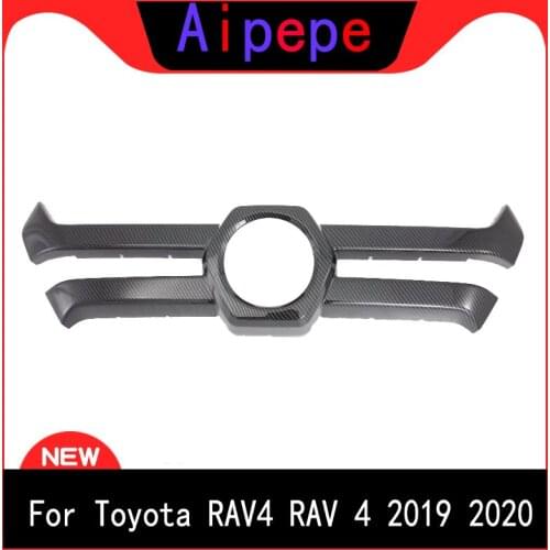For Toyota RAV4 Adventure 2019 2020 Carbon Fiber Style ABS Front Center Grill Grille Decorative Cover Trim Strips Car Styling