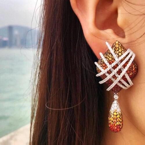 Luxury 5 Colors Bohemian Italy Dreamcatcher Tassels Pendant Earrings Shiny Earring For Women Bride Wedding Daily Party