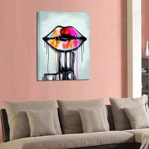 Sexy Red Lips With The Gun Canvas Paintings HD Wall Art Prints Modern Abstract Poster Home Decor for Living Room Office Bar Crea