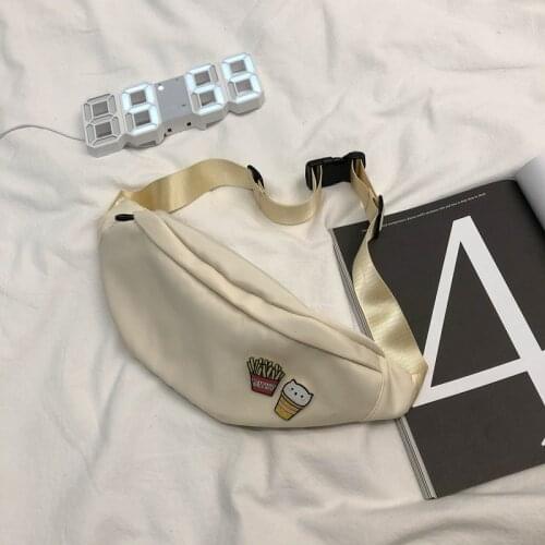 Youda Cute Girl Chest Bags Gift Women Crossbody Bags Couple White Shoulder Pouch Waist Packet Unisex Canvas Messenger Bag