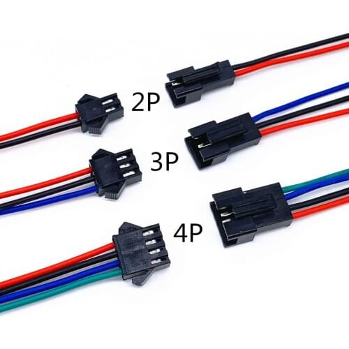10Pcs 20cm JST SM 2P 3P 4P 5P 6P Plug Socket Male to Female Wire Connector LED Strips Lamp Driver Connectors Quick Adapter