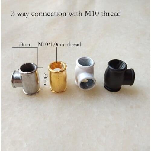 10pieces/lot M10 tee coupling, 3 ways connection with m10 female thread ; Tee connection; duplex fitting for lighting lamps